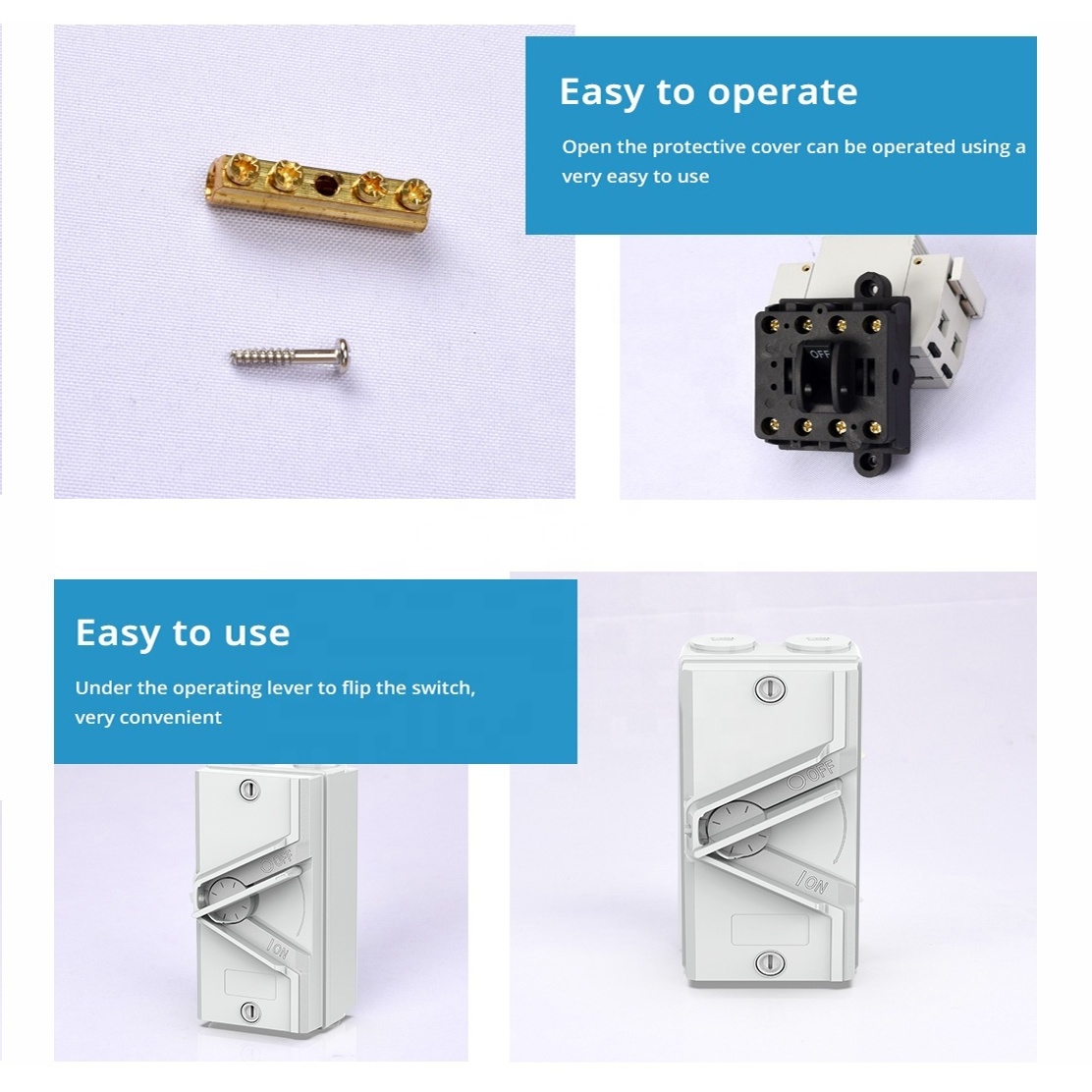 SAA 35A Double Poles IP66 Weatherproof Rotary Mini Isolator Switch