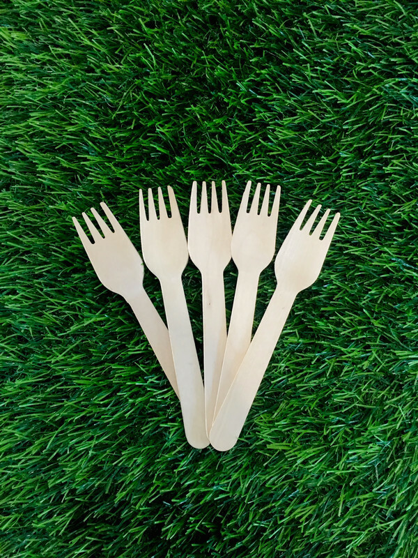 Biodegradable Disposable One Time Use Spoon & Fork for Food 16 Cm 160 Mm Party and Barbeque Function