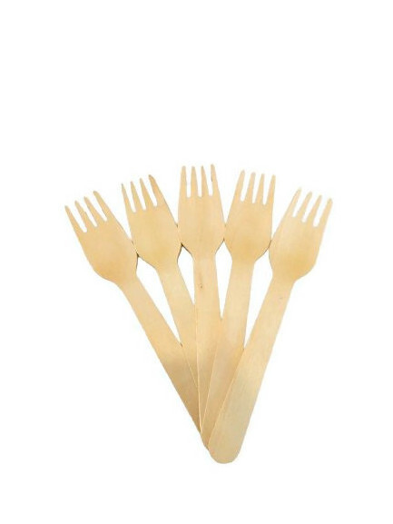 Biodegradable Disposable One Time Use Spoon & Fork for Food 16 Cm 160 Mm Party and Barbeque Function