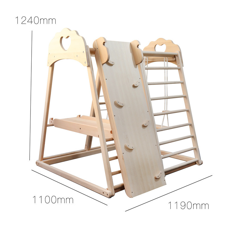 New Sale Indoor Playground 5 to 7 years Baby Training Wooden Toy Swing Sets With Climbing Net