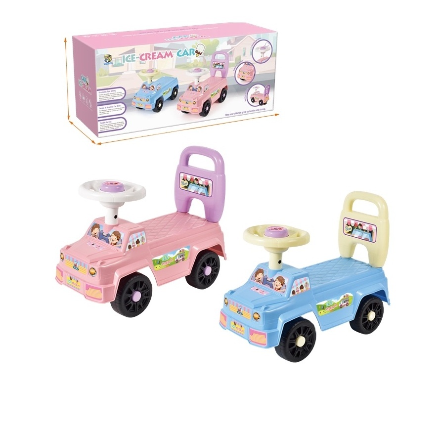 2023 New Wholesale Plastic Ice Cream Foot Push Sliding Car Baby Ride On Car Cartoon Toy For Kids