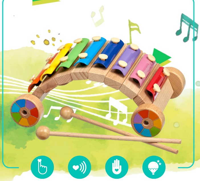 Kids 8 Tones Musical Instrument Toy Wooden Baby Xylophone For Children 18m+