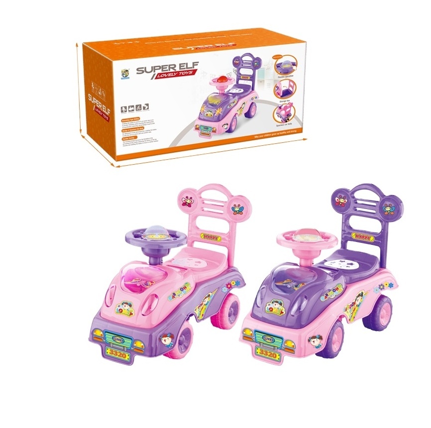 Hot Selling New Arrival Cartoon Plastic Baby Sliding Pink Children'S Toy Car With Bb Whistle Children'S Walker