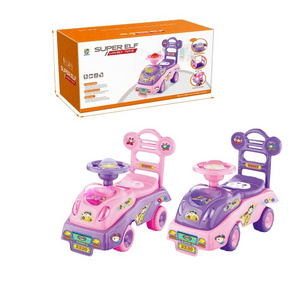 Hot Selling New Arrival Cartoon Plastic Baby Sliding Pink Children'S Toy Car With Bb Whistle Children'S Walker