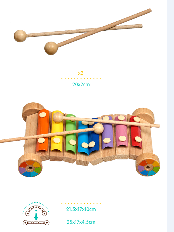 Kids 8 Tones Musical Instrument Toy Wooden Baby Xylophone For Children 18m+