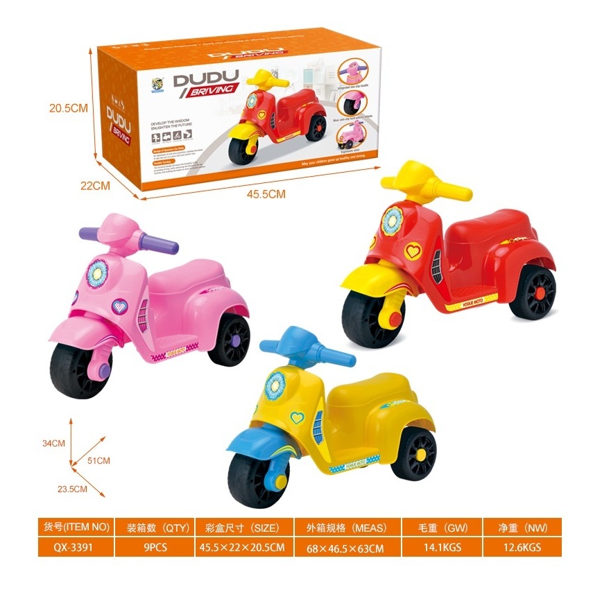 Hot Selling New Arrival Cartoon Plastic Baby Sliding Pink Children'S Toy Car With Bb Whistle Children'S Walker