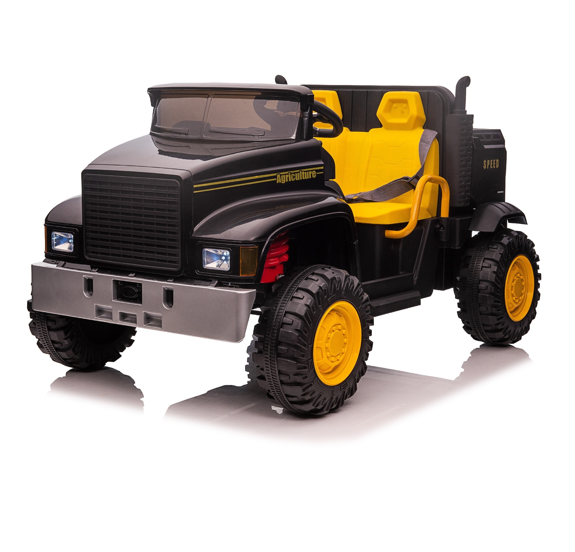 New Design Two Seat Child Electric Ride On Car Tractor With Rear Bucket For Kids Toys Remote Control