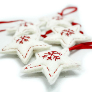 "Felt Hanging Stars Christmas Decoration of 8x8 cm"-"Felt Decoration Christmas Ornament"-"Handmade Felted Stars For Home Decor"