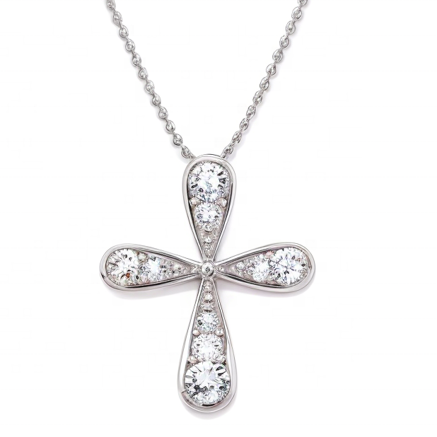 Rose Gold and Rhodium Plated Cross Design Fashion Jewelry