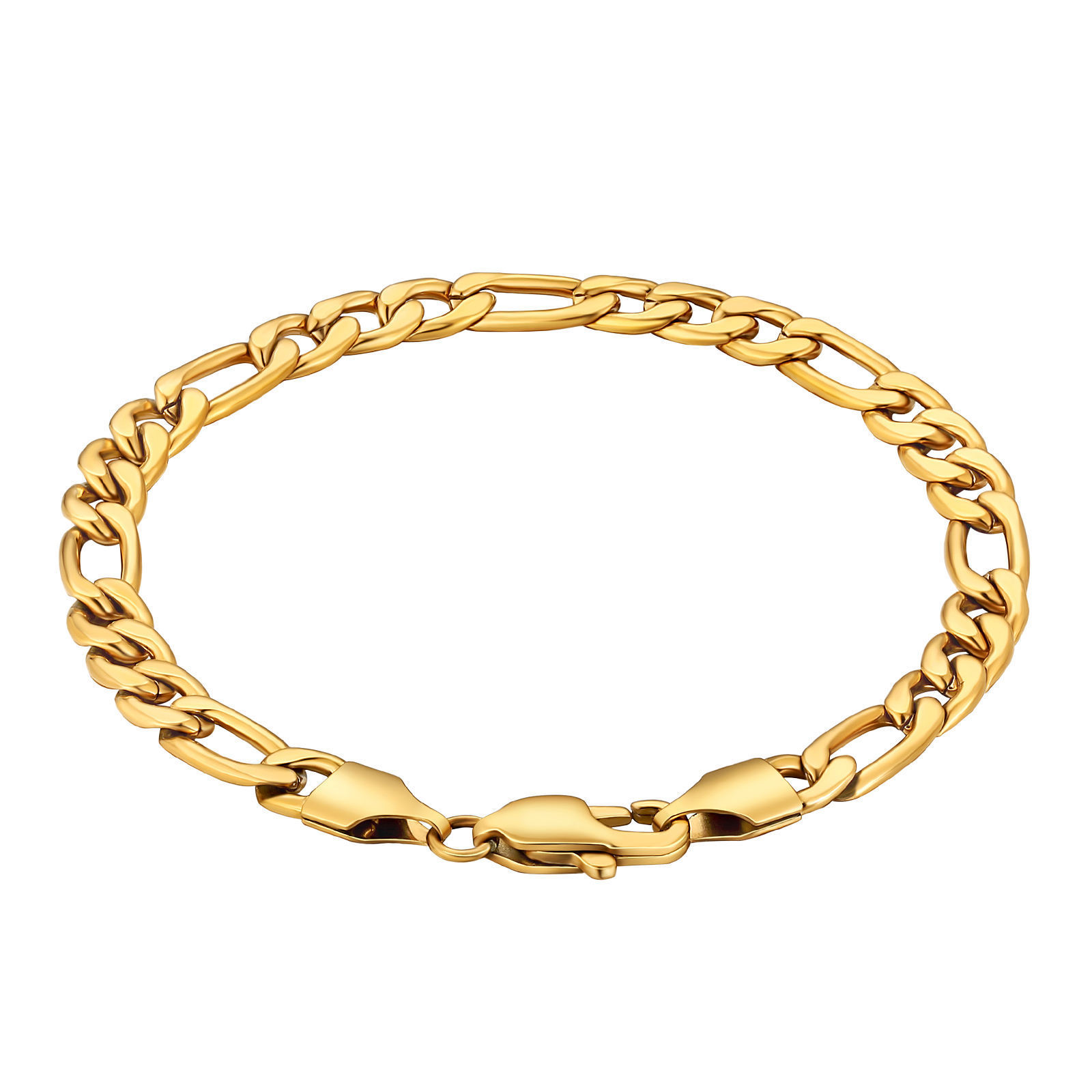 KRKC Wholesale Hot Sale 18K Gold Plated 316L Stainless Steel Cuban Link Figaro Rope Chains Design Gold Bracelet for Women Men