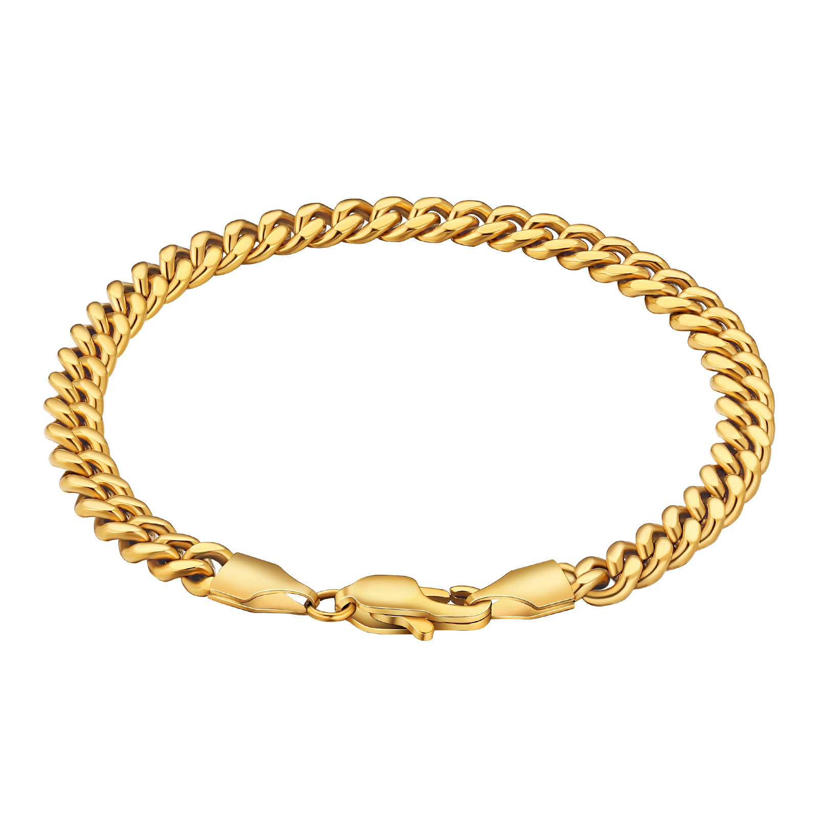 KRKC Wholesale Hot Sale 18K Gold Plated 316L Stainless Steel Cuban Link Figaro Rope Chains Design Gold Bracelet for Women Men