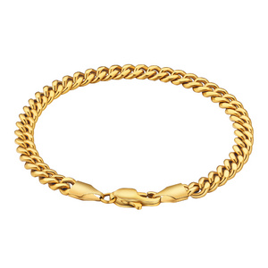 KRKC Wholesale Hot Sale 18K Gold Plated 316L Stainless Steel Cuban Link Figaro Rope Chains Design Gold Bracelet for Women Men