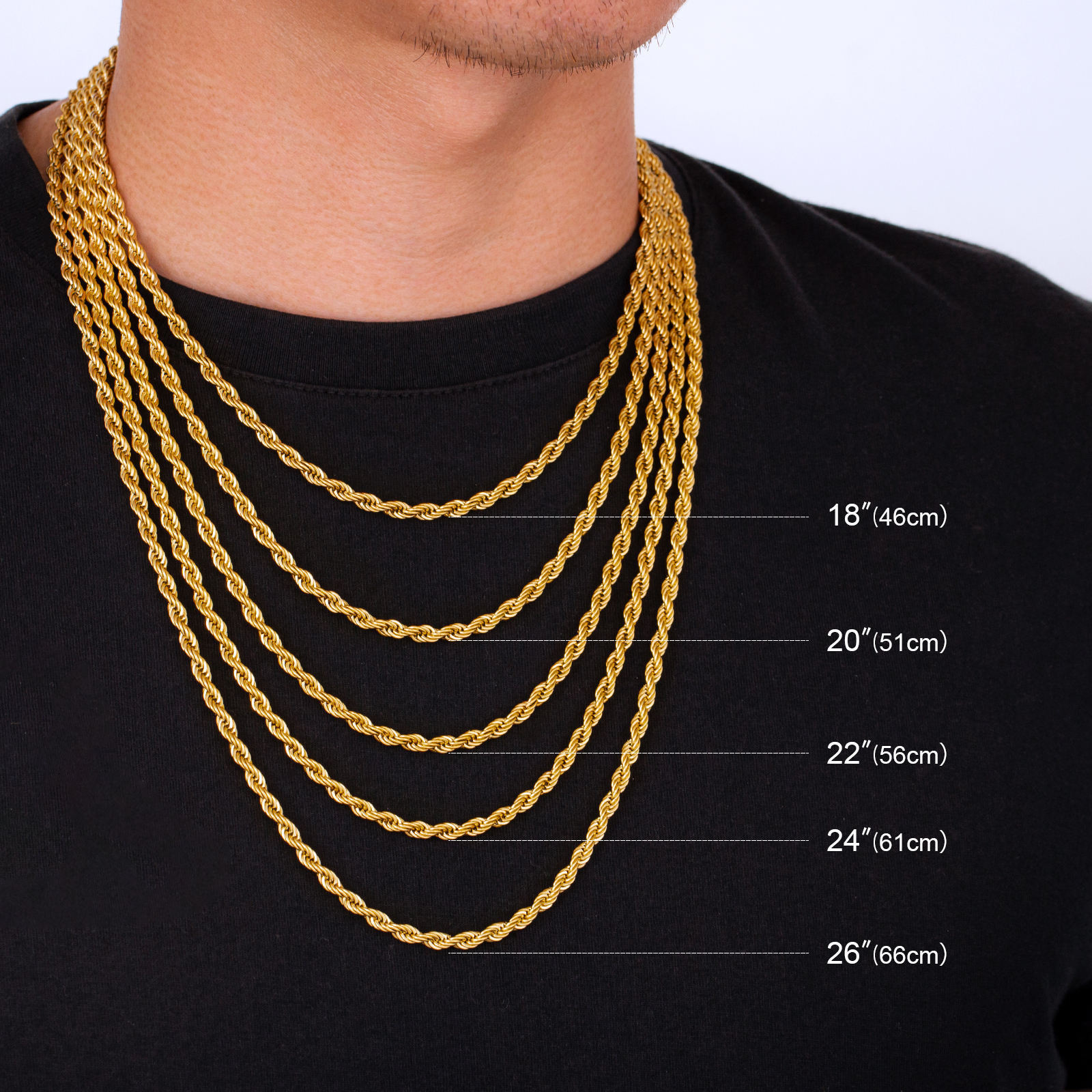 Wholesale Non Tarnish Necklace 3mm Real 18K Gold Plated Stainless Steel Twisted Link Men Women Jewelry Bracelet Rope Chain