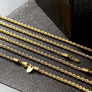 Wholesale Non Tarnish Necklace 3mm Real 18K Gold Plated Stainless Steel Twisted Link Men Women Jewelry Bracelet Rope Chain