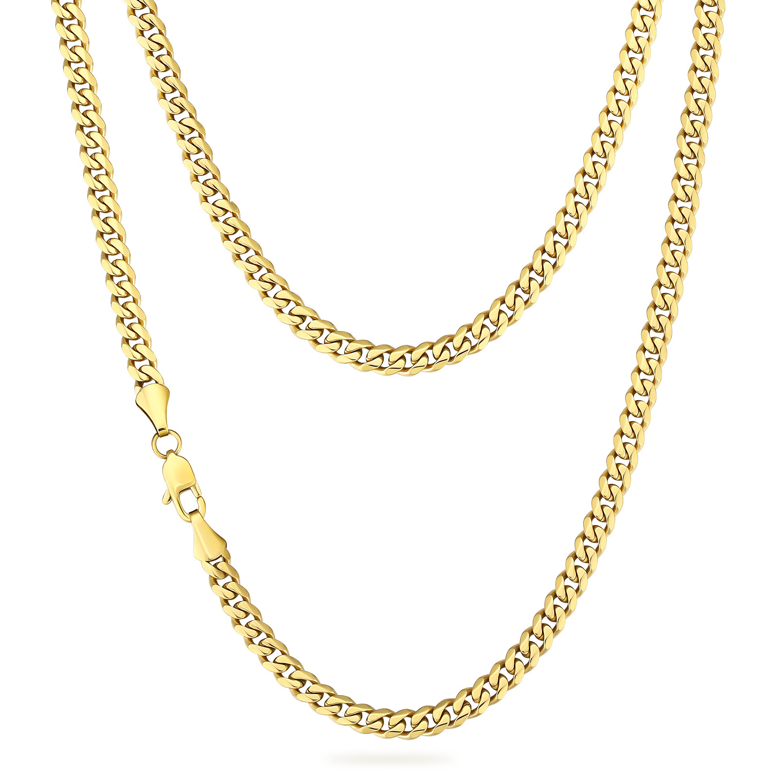 KRKC Wholesale 6mm 8mm 14k Gold Plated Stainless Steel Miami Cuban Link Chain Necklace with Lobster Clasp Mens Chains