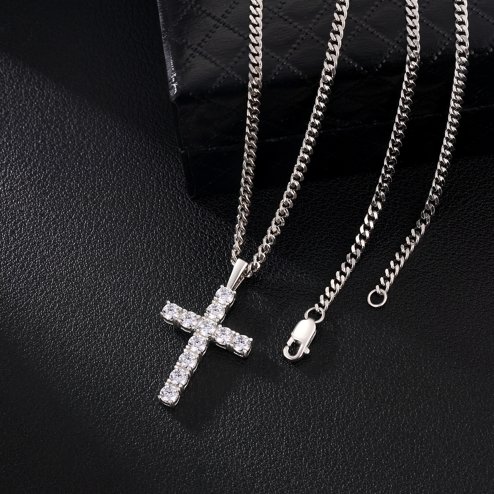 KRKC Catholicism Jewelry Moissanite Hip Hop Necklace GRA Certified Starsgem 925 Sterling Silver  VVS Moissanite Cross Pendant