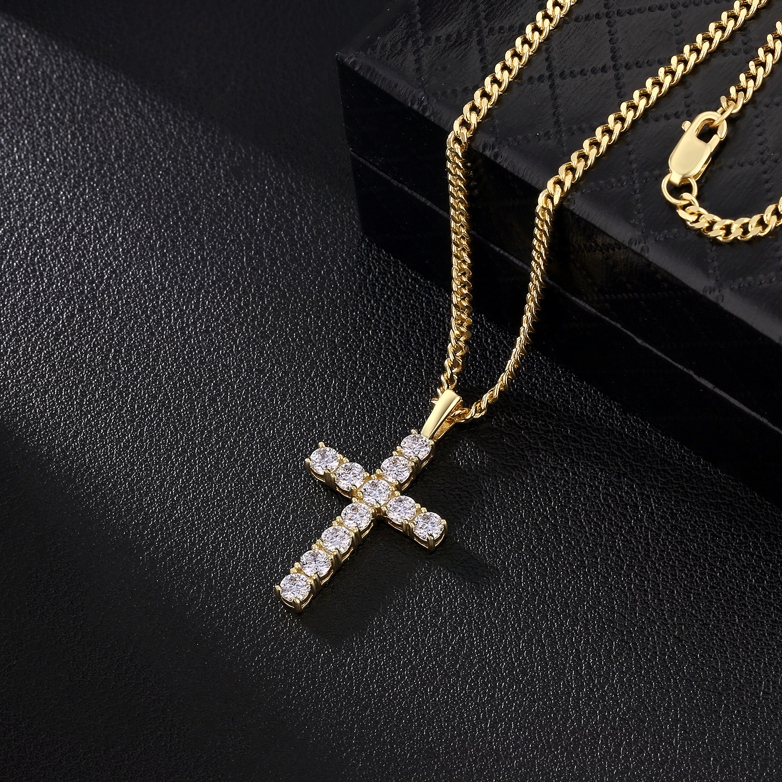 KRKC Catholicism Jewelry Moissanite Hip Hop Necklace GRA Certified Starsgem 925 Sterling Silver  VVS Moissanite Cross Pendant