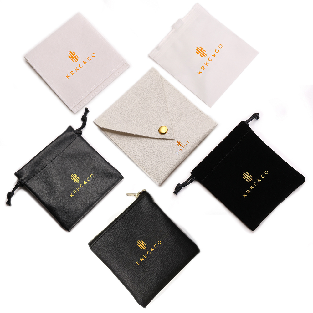 KRKC Wholesale Custom Luxury Jewelry Box Flannel Pouch Bag Velvet Gift Jewelry Packaging Box for Jewelry Packing with logo