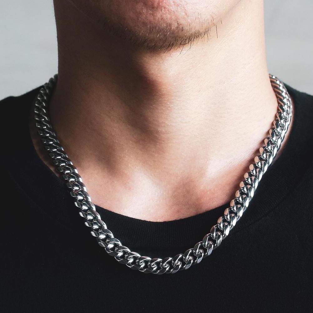 KRKC&CO Big Chain Hip Hop Wholesale Stainless Steel Cuban Link Chain 10mm 18inch Miami Cuban Chain Stainless Steel Link