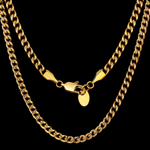 3mm 4mm 6mm Man Chain 18K Real Gold Plated Stainless Steel Cuban Link Chain Non Tarnish Jewelry Fashion Necklace for Women Men