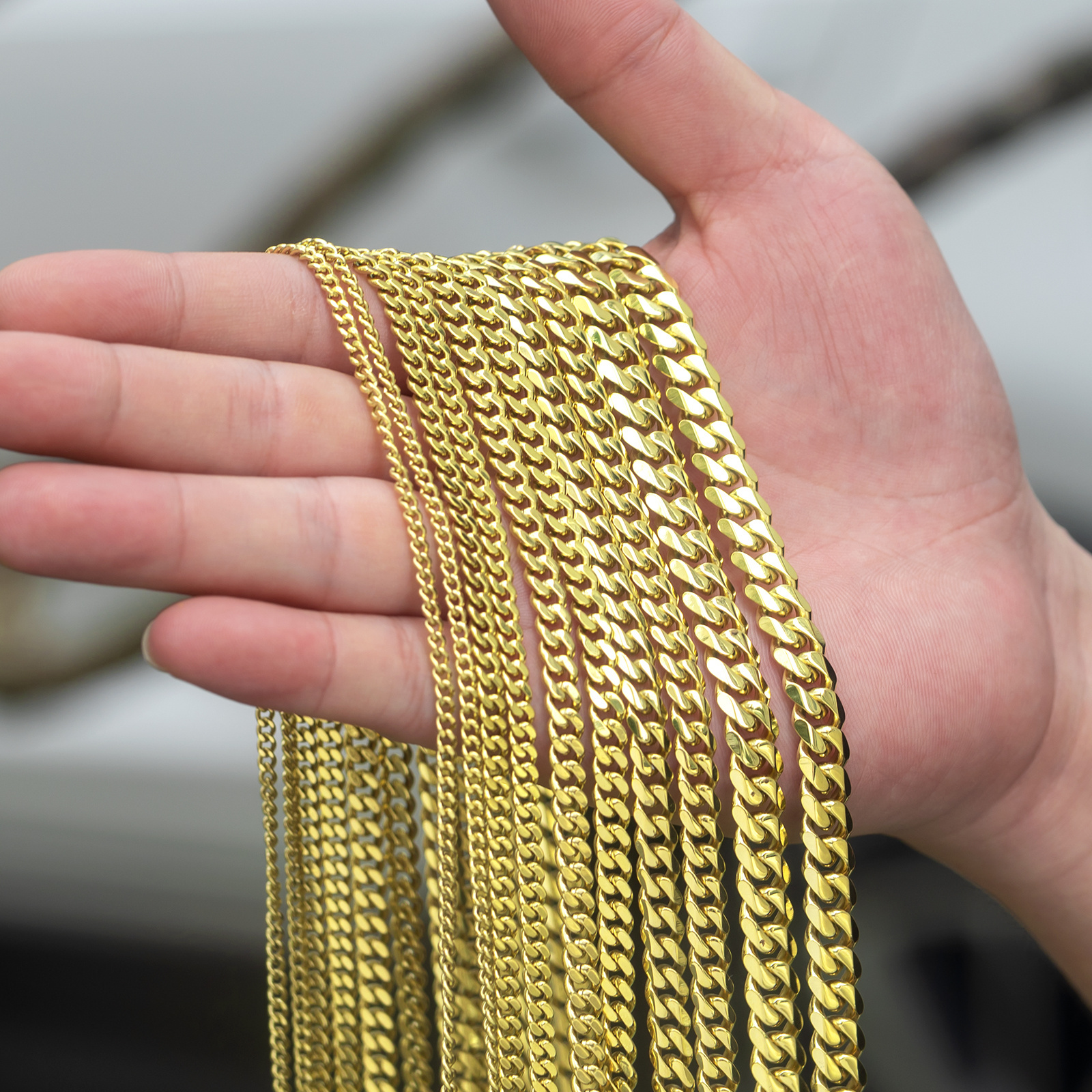 10mm Anti-Tarnish Stainless Steel Cuban Miami Link Chain - 16 Inch Choker