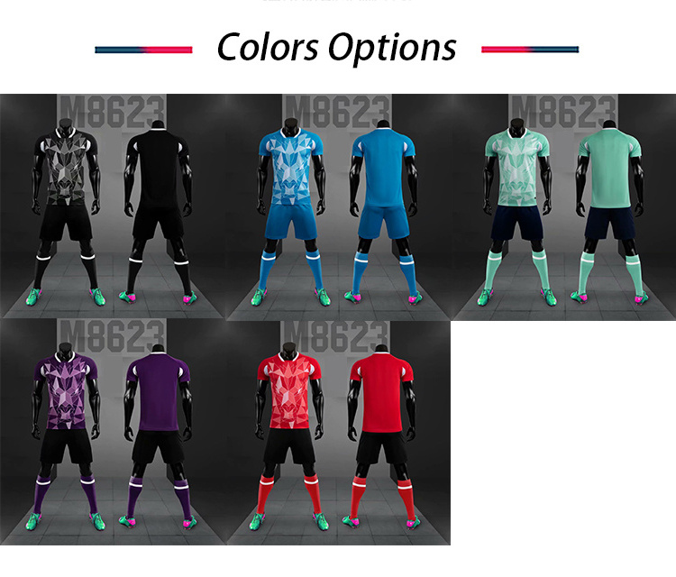 Short Sleeve Team Blank Sports Clothes Customize Adult Soccer Jersey Set Custom Sublimated Number Football Uniform Suits