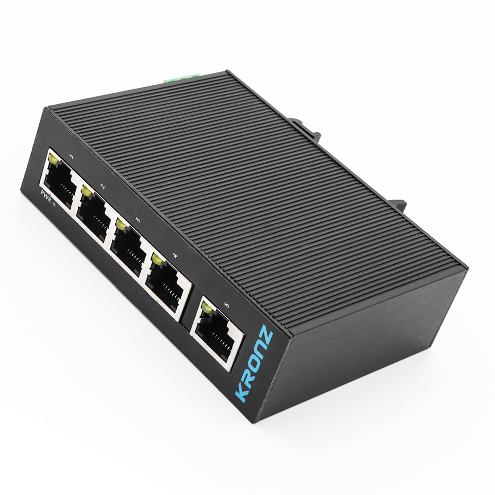 KRONZ 5 Port Industrial Switch no POE port 10/100Mbit/s DIN Rail Network Ethernet Fast Switch IP40 Plug and Play