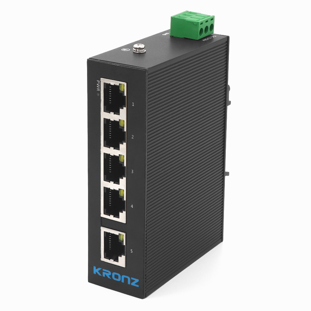 KRONZ 5 Port Industrial Switch no POE port 10/100Mbit/s DIN Rail Network Ethernet Fast Switch IP40 Plug and Play