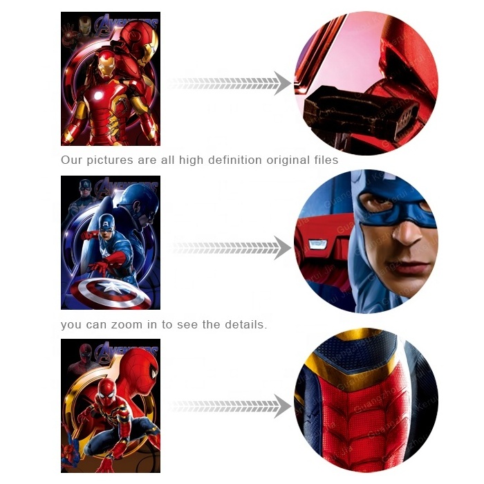 Wholesale Custom ecofriendly DBZ Narutos Marvel Spider Iron man Superhero Printing Frame 3d Flip Lenticular Anime Posters 30*40