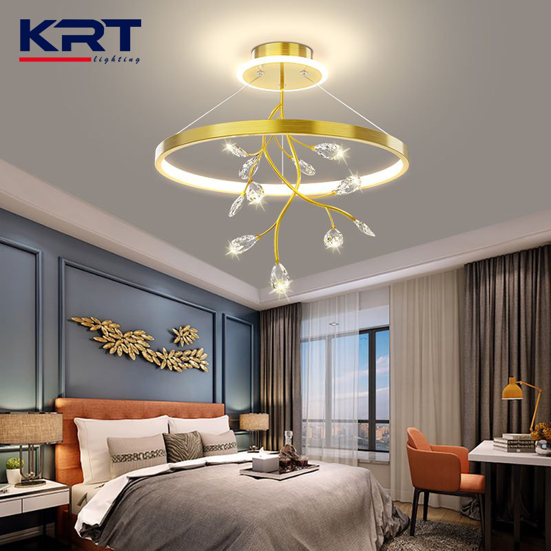 Modern Artistic Polular Indoor Decorative Living Room Bedroom Luxury K9 Crysta Led Ring Ceiling Light