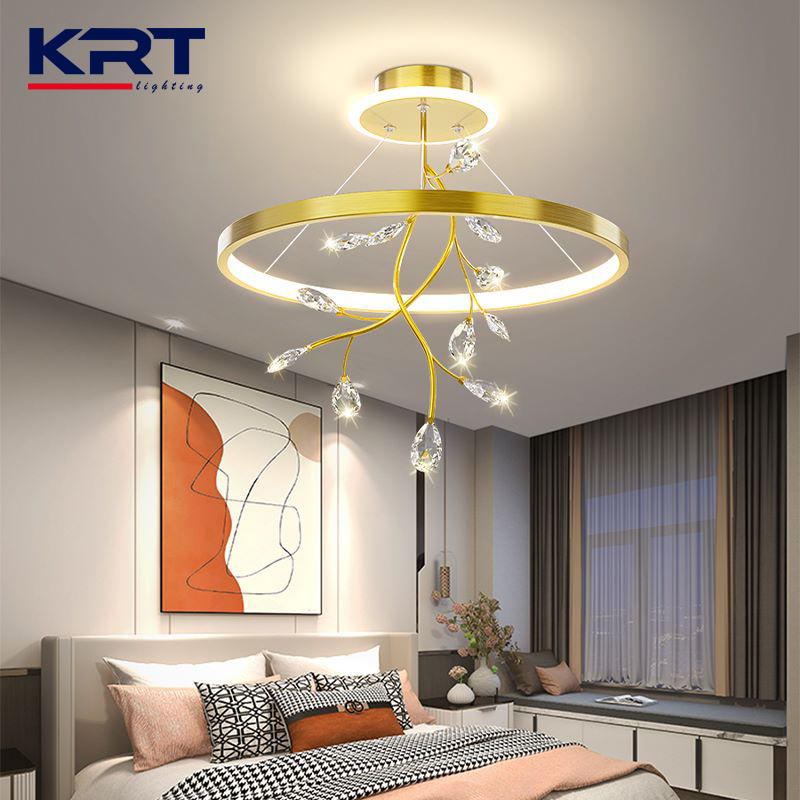 Modern Artistic Polular Indoor Decorative Living Room Bedroom Luxury K9 Crysta Led Ring Ceiling Light