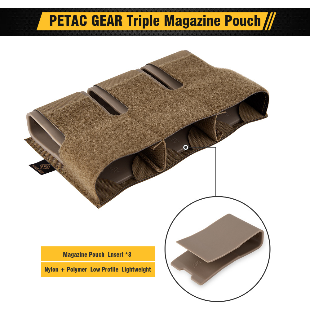 KRYDEX Triple Magazine Pouch Elastic Kangaroo Mag Holster 5.56  Magazines Holder Pocket Hook Panel For Vest Gear