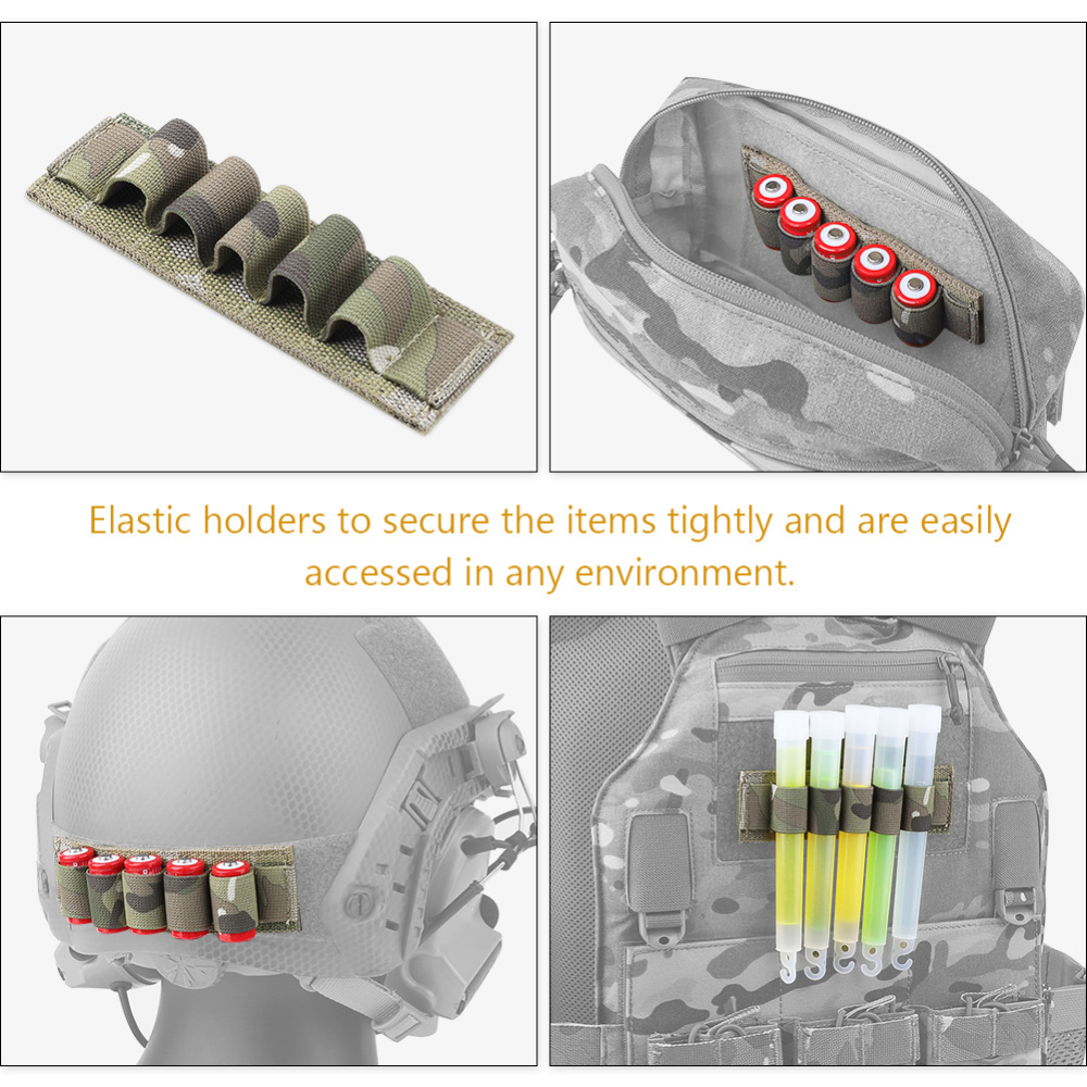 USA Warehouse KRYDEX Chemlight Battery Holder Shot Shell Tray Pen Elastic Storage 5 Cells Hook & Loop Light Glow Stick Panel