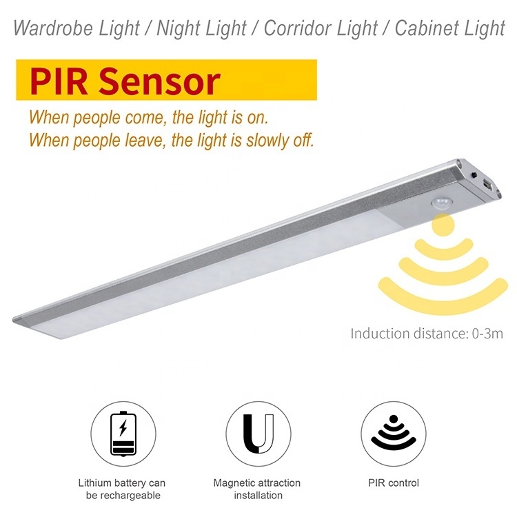 PIR Sensor Wardrobe Light 4w LED Cabinet Light Style Aluminum New LED Under Cabinets Closet Kitchen Bar Modern 5000k