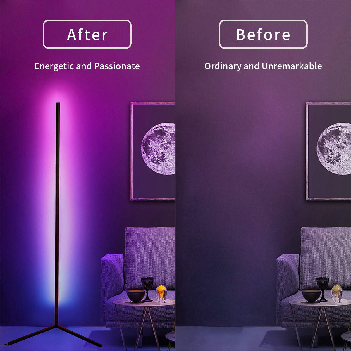 Living Room Creative RGB Tripod Vertical Home Decor Corner Standing Nordic LED Modern Floor Lamp