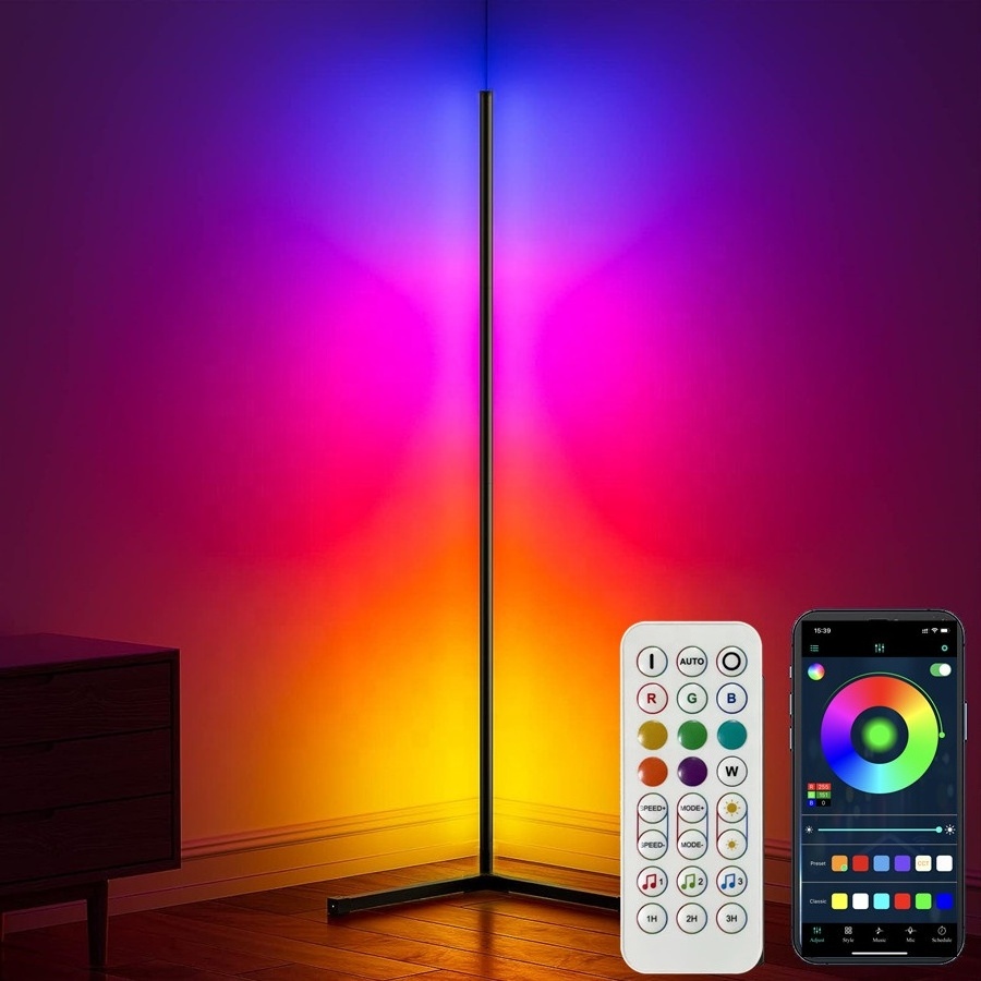 Living Room Creative RGB Tripod Vertical Home Decor Corner Standing Nordic LED Modern Floor Lamp