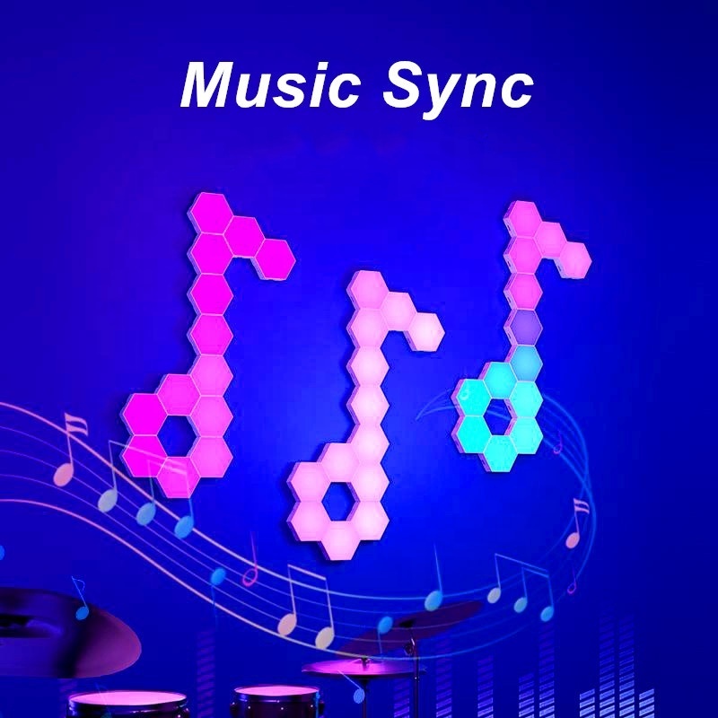 Music Sync  Wall Mounted Honeycomb Quantum Light Smart Remote App Control DIY RGBIC Hexagonal Gaming LED Lights