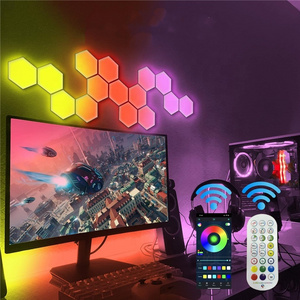 Hexagon Lights Smart App Control RGB Hexagon LED Lights for Wall or Desktop with Music Sync for Gaming Room Streaming Decor