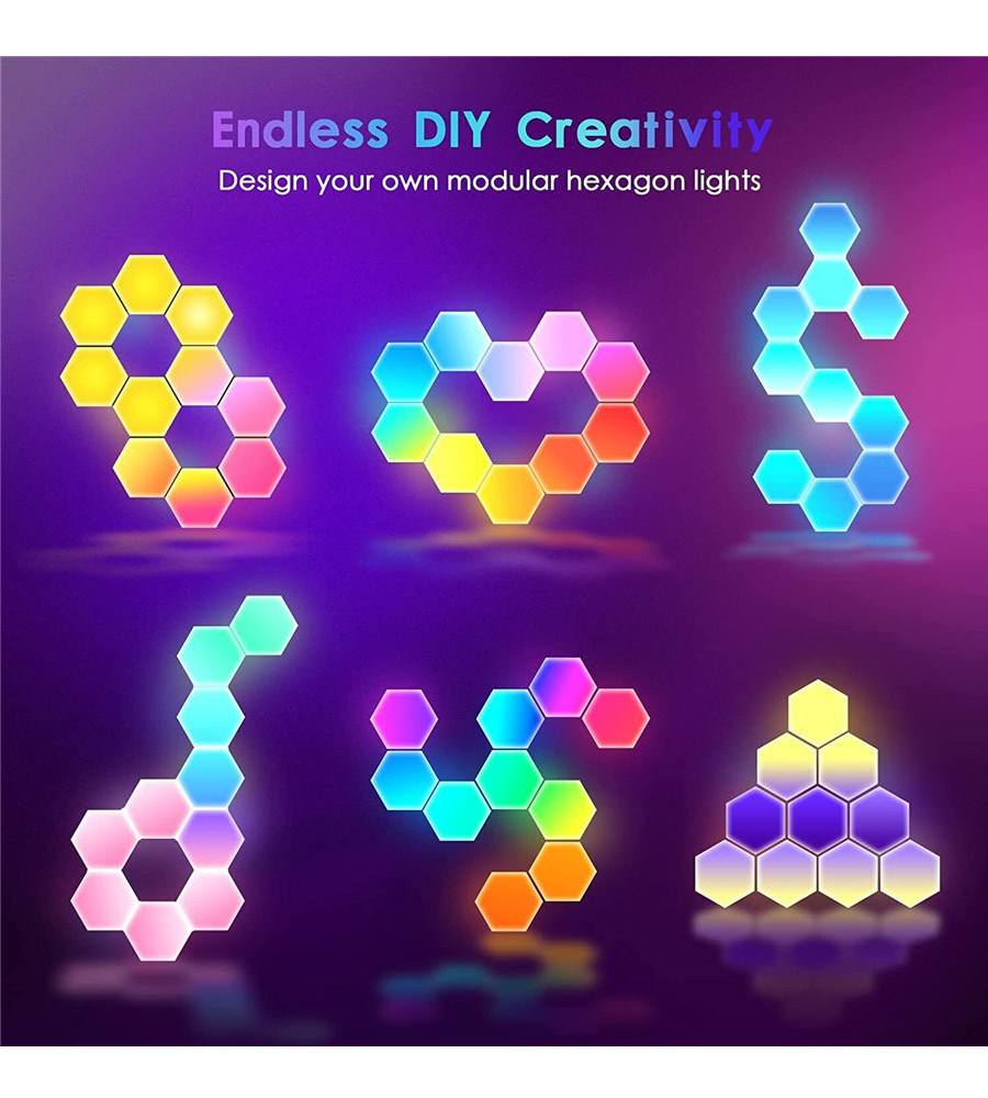 Hexagonal Led Wall Light With Remote Control Smart Home Hexagon Light Kit Panel Smart RGB Hexagon Lights