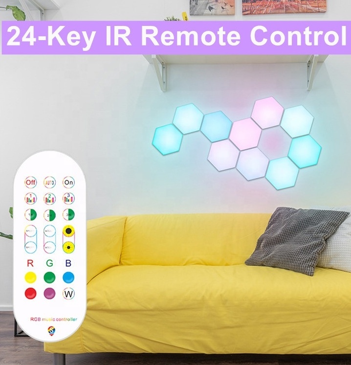 Hexagon Lights Smart App Control RGB Hexagon LED Lights for Wall or Desktop with Music Sync for Gaming Room Streaming Decor