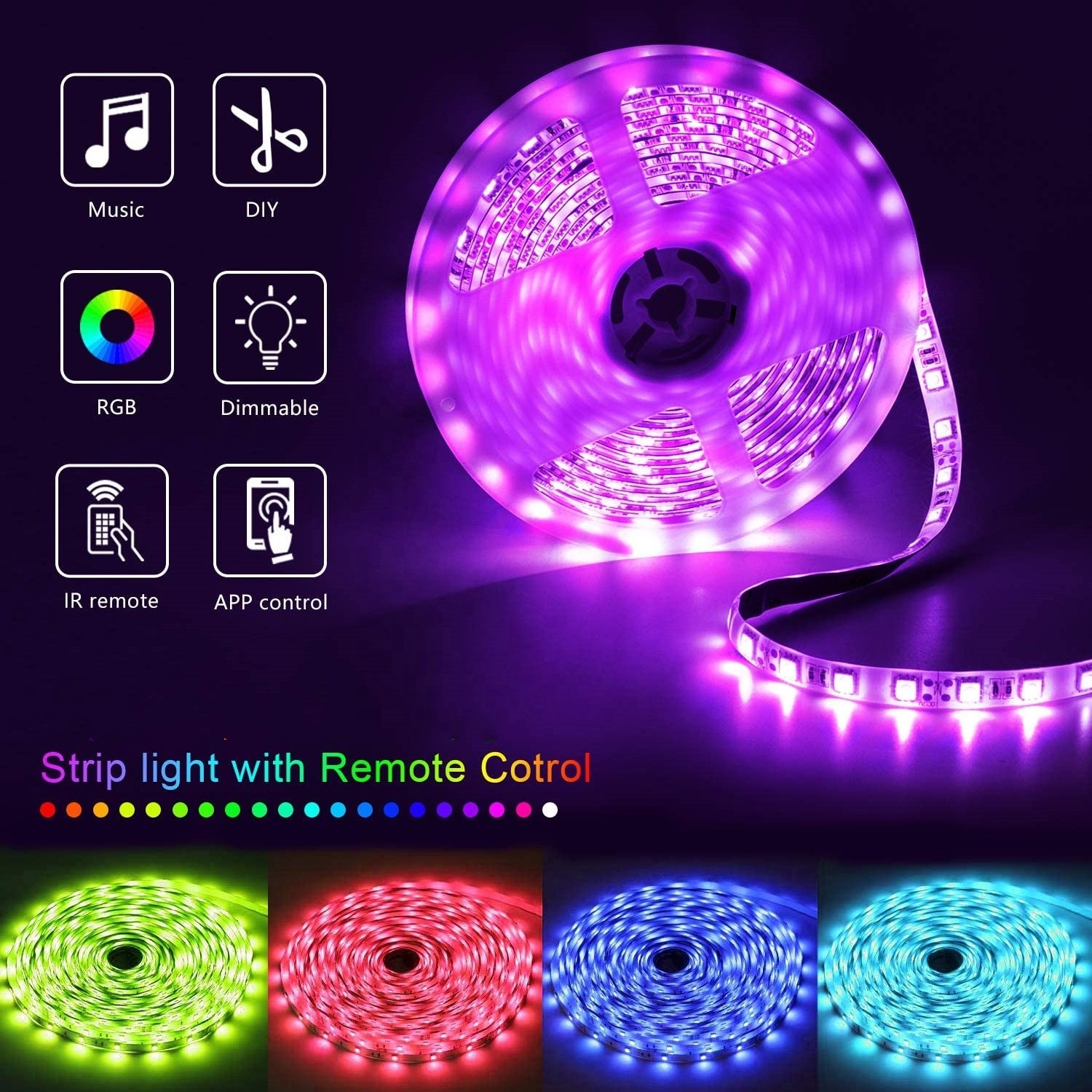 Customized firework smart 5050 cuttable decorating light cove led strip light usb