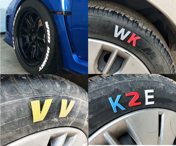 DIY self adhesive 3D tire letter sticker for tires from direct factory