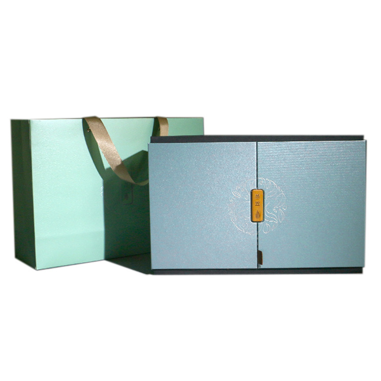 blue china manufacturers luxury cardboard  customized gift tea bags double door  paper  packaging box with magnetic closure