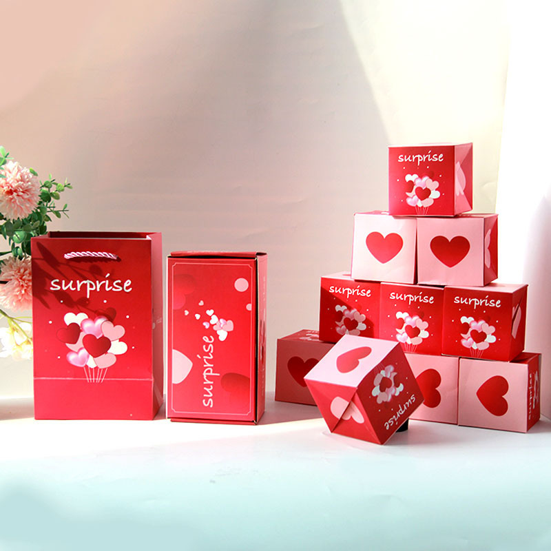 Mystery Exploding Surprise Customized Money Bomb Box 16 PCS Bouncing Cubes Boxes Valentine Confetti Gift Pop Up Box