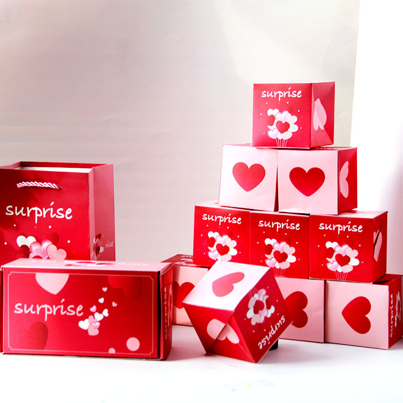 Mystery Exploding Surprise Customized Money Bomb Box 16 PCS Bouncing Cubes Boxes Valentine Confetti Gift Pop Up Box