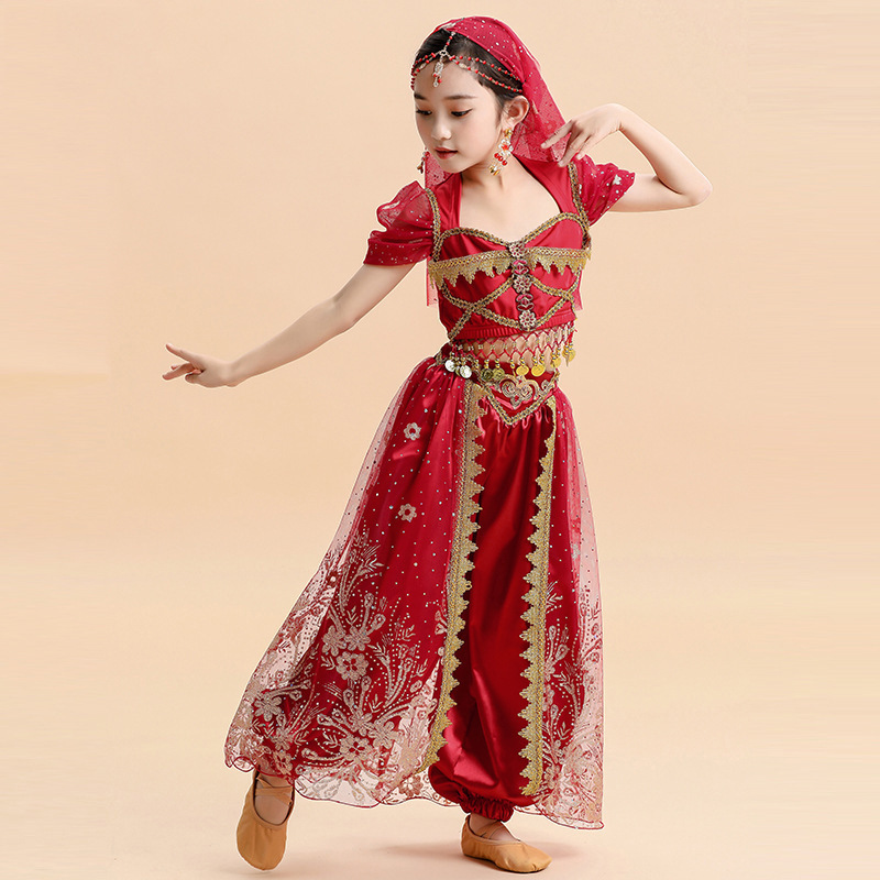 2022 new belly dance costumes arabic kids Bollywood Indian dance dress wholesales girl dress Stage dance costume