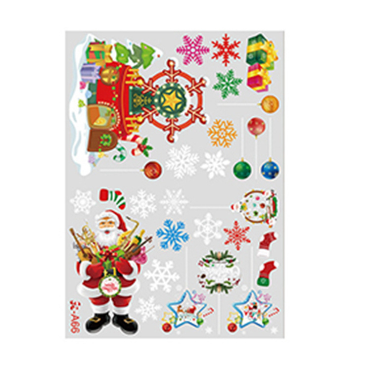 Christmas Window Decorative Stickers Santa Claus Snowflake Reindeer Merry Christmas Window Clings For Home Window Wall Decor