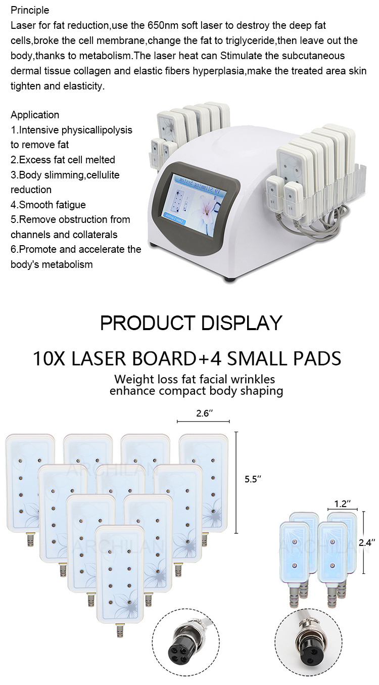 200mw 650nm 5d Lipo Pad Laser Slimming Machine 160mw 6d Lipolaser 1060nm Weight Loss Beauty Equipment