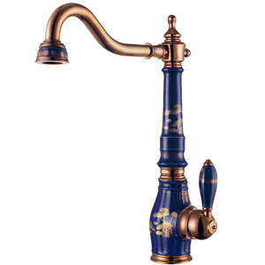 2024 New Arrival Ceramic Antique Brass Wash Faucet Bathroom Basin Faucet