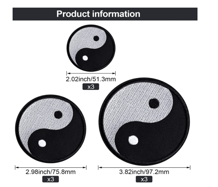 Customized Heart Black White Yin Yang Chinese Taoism Symbol Patch for Cartoon Kids Patch